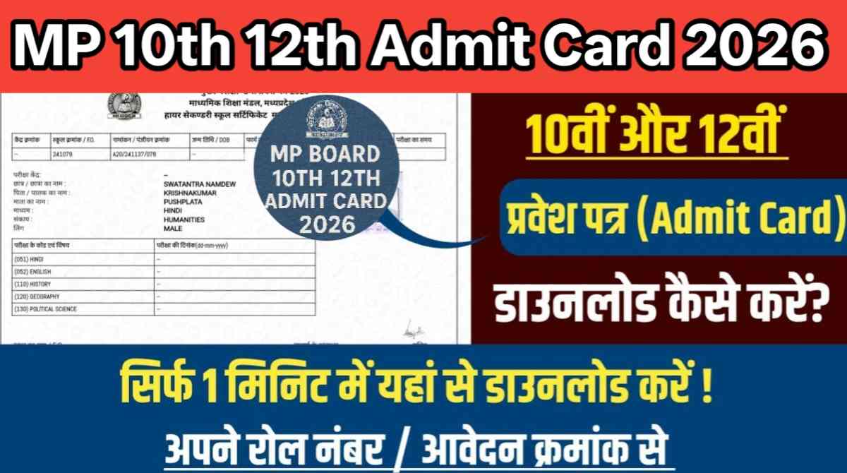 MP Board 10th 12th Admit Card 2026